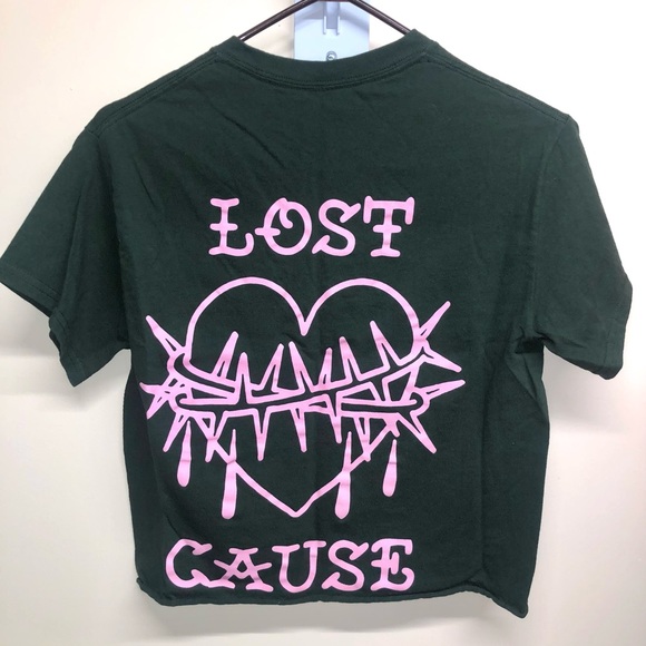 Hunter Green cropped tee with graphics on front & back - Picture 3 of 3